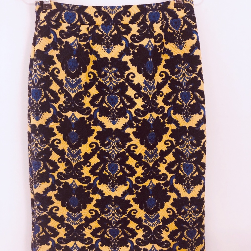 pencil skirt blue, navy, black, yellow Stitch Fix